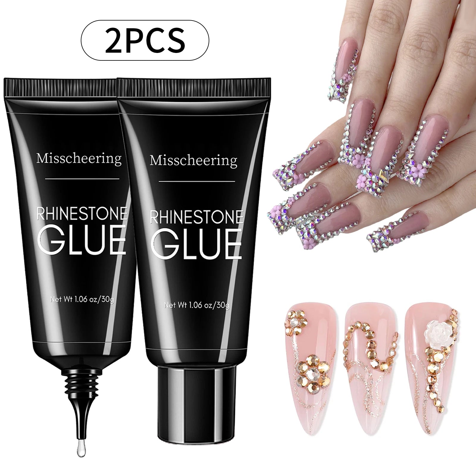 30g Nail Rhinestone Glue for 30g Nagel Strass Kleber für Nailr Strong Gel Nagelkleber für Nagel Charm 3D Nägel Bling Gel Dekoration Gem Nail Art Diamanten