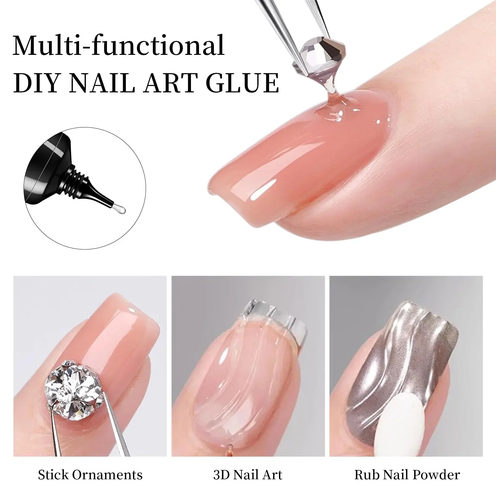 30g Nail Rhinestone Glue for 30g Nagel Strass Kleber für Nailr Strong Gel Nagelkleber für Nagel Charm 3D Nägel Bling Gel Dekoration Gem Nail Art Diamanten