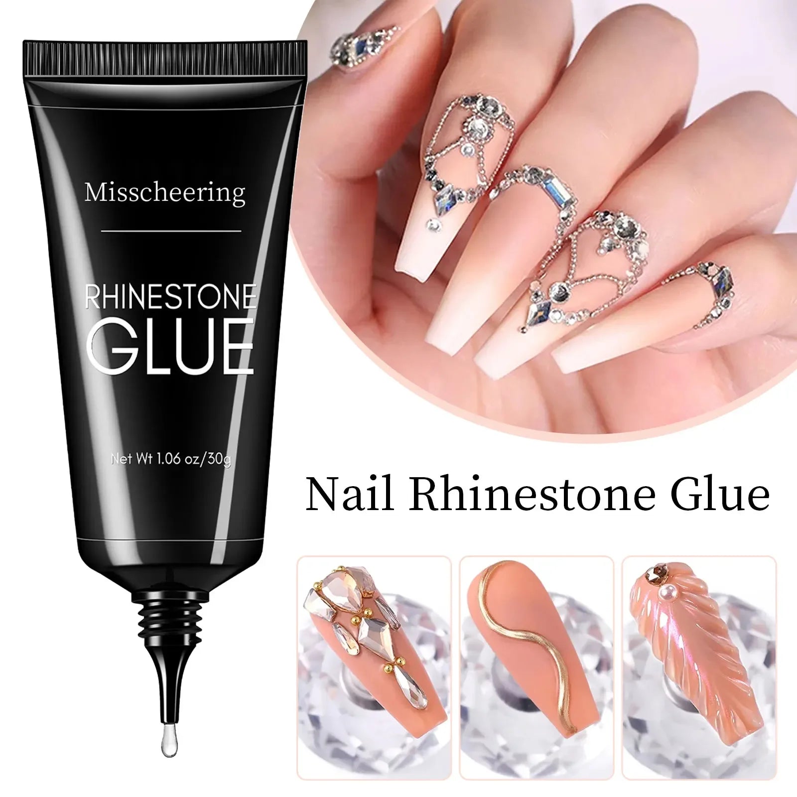 30g Nail Rhinestone Glue for 30g Nagel Strass Kleber für Nailr Strong Gel Nagelkleber für Nagel Charm 3D Nägel Bling Gel Dekoration Gem Nail Art Diamanten