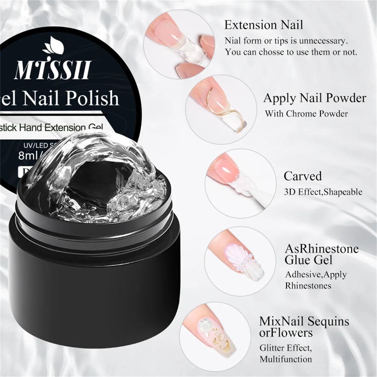 2/3pcs Clear Antihaft-Handverlängerungs-Gel-Nagel-Politur-Set 3D-Formung/Skulptieren/Carven UV/LED Gel Jelly Hard Gel Manicure DIY