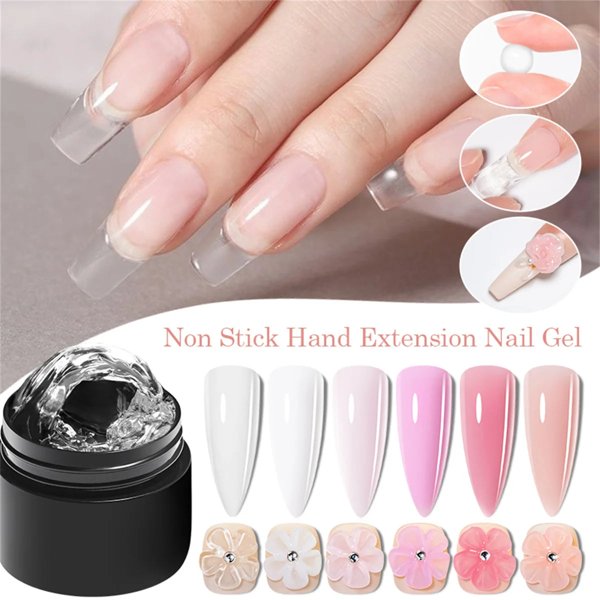 2/3pcs Clear Antihaft-Handverlängerungs-Gel-Nagel-Politur-Set 3D-Formung/Skulptieren/Carven UV/LED Gel Jelly Hard Gel Manicure DIY