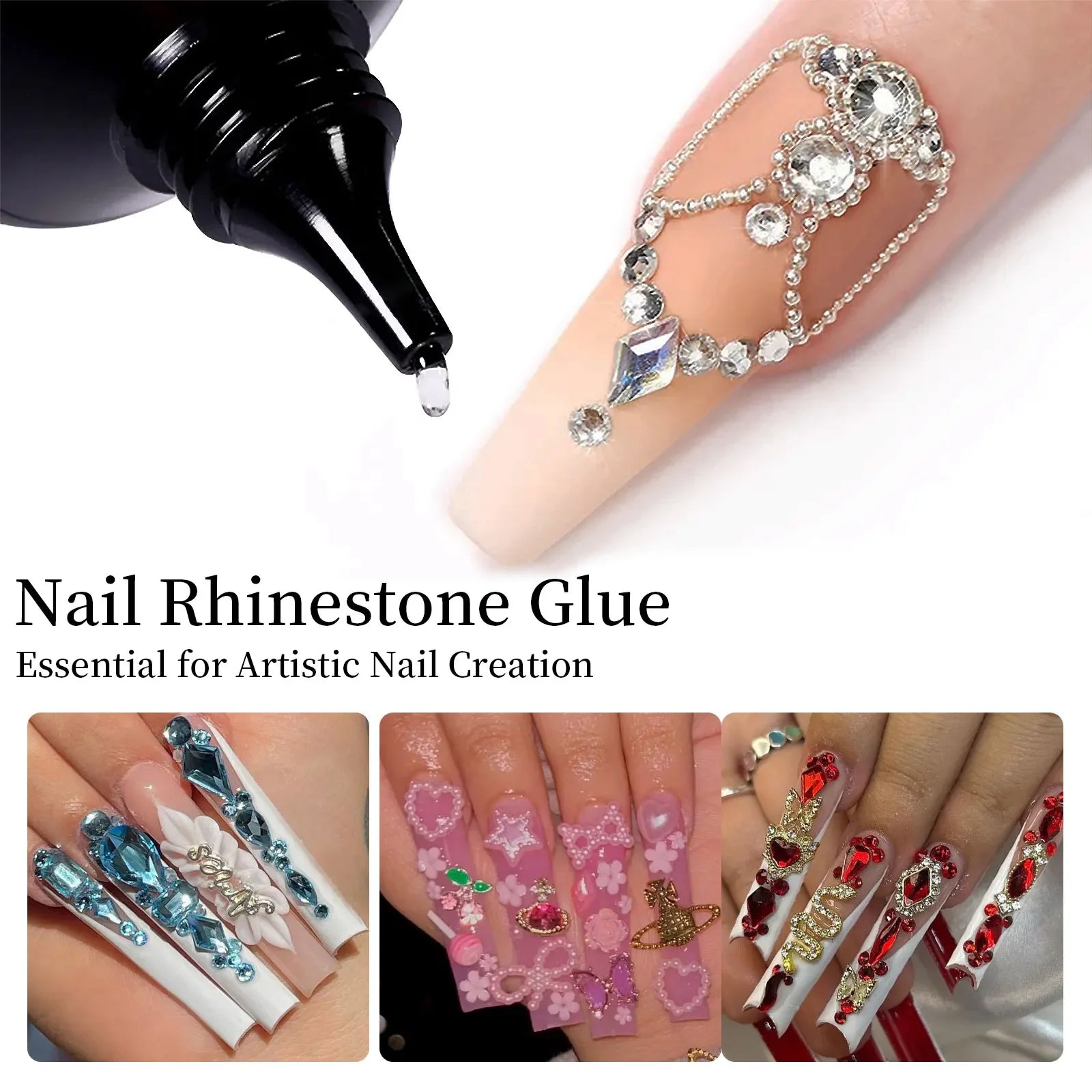 30g Nail Rhinestone Glue for 30g Nagel Strass Kleber für Nailr Strong Gel Nagelkleber für Nagel Charm 3D Nägel Bling Gel Dekoration Gem Nail Art Diamanten